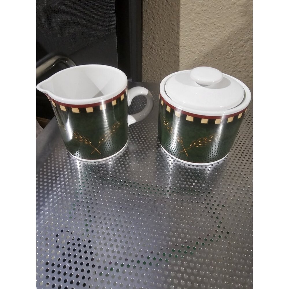 Sakura Wheatfield Creamer Cream & Sugar Bowl Set Vintage 1996